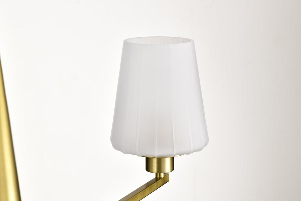 Chandelier Nuvo 60-8236 Lune - 6 Light Chandelier - Vintage Brass Finish - Etched White Glass Nuvo