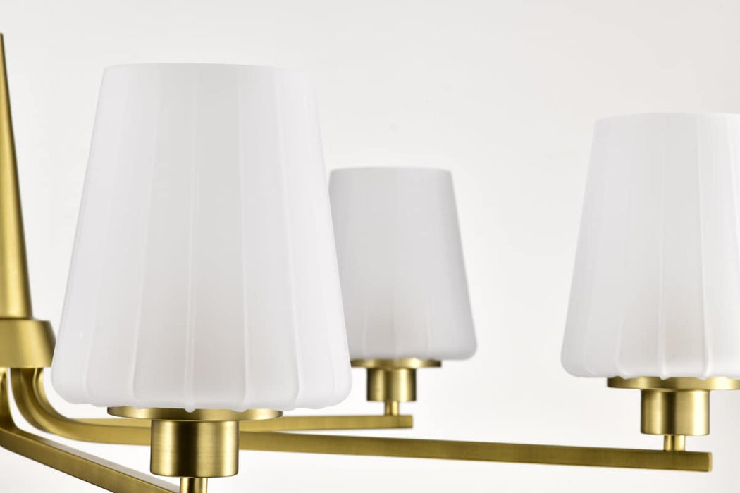 Chandelier Nuvo 60-8236 Lune - 6 Light Chandelier - Vintage Brass Finish - Etched White Glass Nuvo