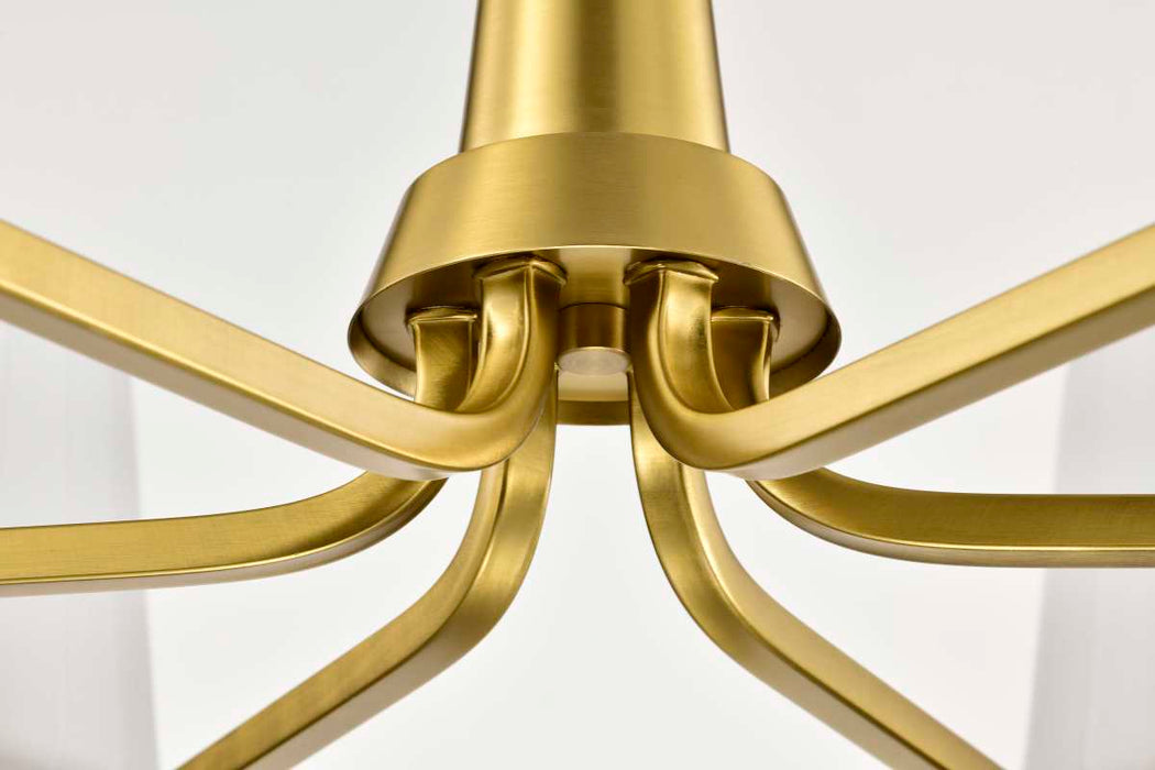 Chandelier Nuvo 60-8236 Lune - 6 Light Chandelier - Vintage Brass Finish - Etched White Glass Nuvo