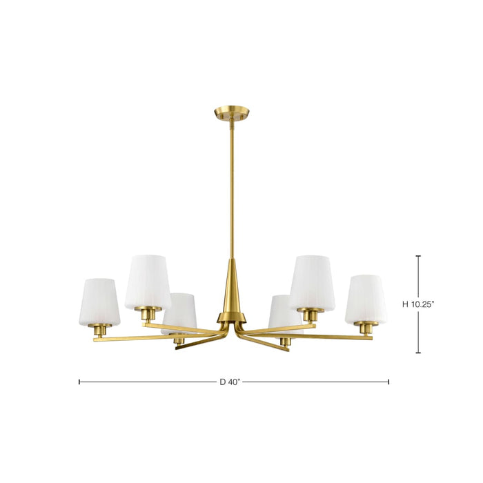 Chandelier Nuvo 60-8236 Lune - 6 Light Chandelier - Vintage Brass Finish - Etched White Glass Nuvo