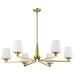 Chandelier Nuvo 60-8236 Lune - 6 Light Chandelier - Vintage Brass Finish - Etched White Glass Nuvo
