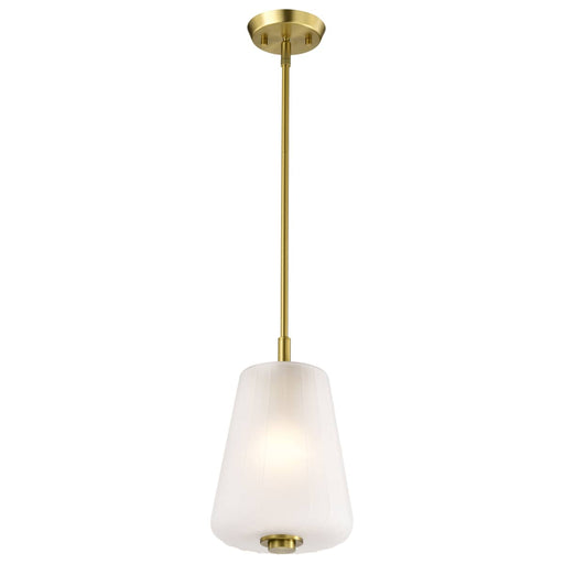 Mini Pendant Nuvo 60-8237 Lune - Mini Pendant - Vintage Brass Finish - Etched White Glass Nuvo