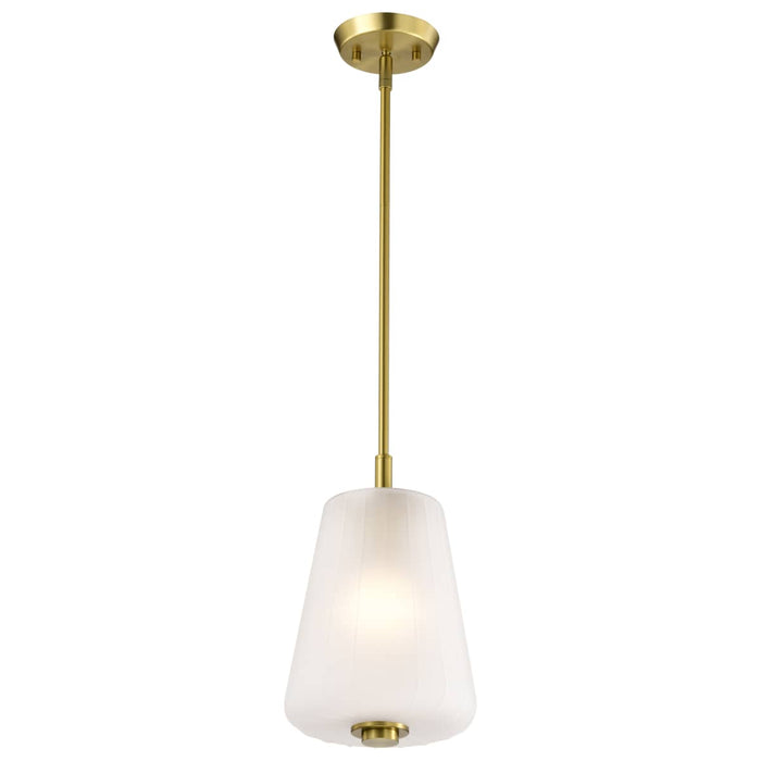 Mini Pendant Nuvo 60-8237 Lune - Mini Pendant - Vintage Brass Finish - Etched White Glass Nuvo