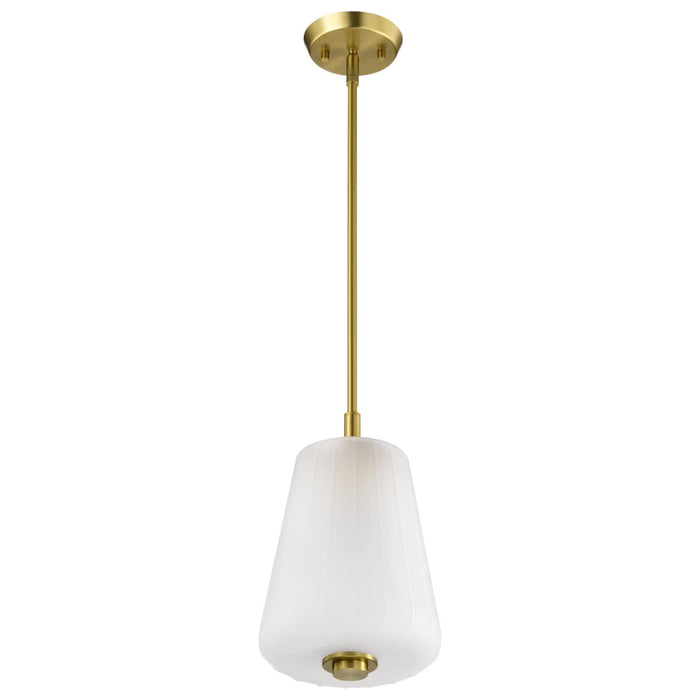 Mini Pendant Nuvo 60-8237 Lune - Mini Pendant - Vintage Brass Finish - Etched White Glass Nuvo