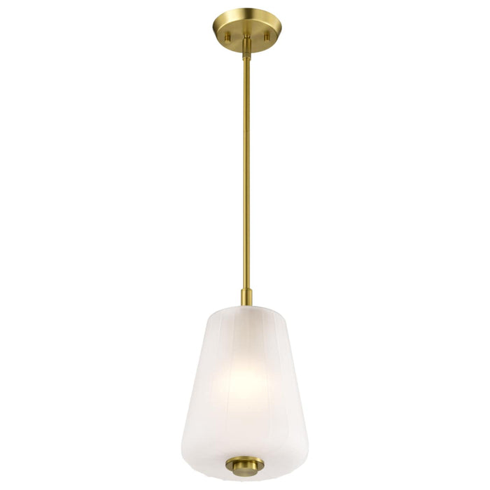 Mini Pendant Nuvo 60-8237 Lune - Mini Pendant - Vintage Brass Finish - Etched White Glass Nuvo