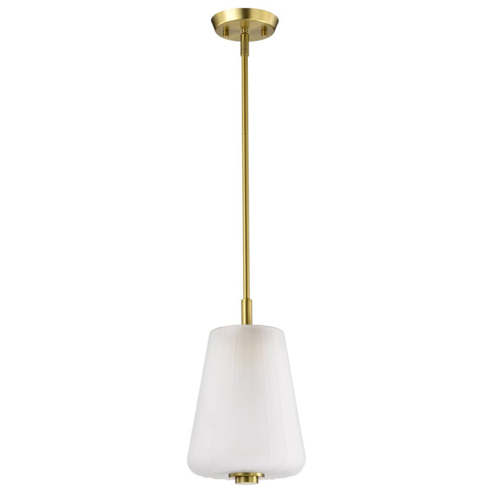 Mini Pendant Nuvo 60-8237 Lune - Mini Pendant - Vintage Brass Finish - Etched White Glass Nuvo
