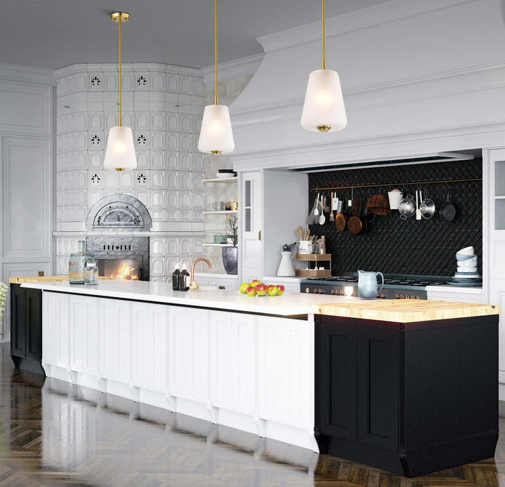 Mini Pendant Nuvo 60-8237 Lune - Mini Pendant - Vintage Brass Finish - Etched White Glass Nuvo