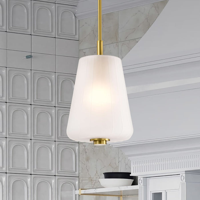 Mini Pendant Nuvo 60-8237 Lune - Mini Pendant - Vintage Brass Finish - Etched White Glass Nuvo
