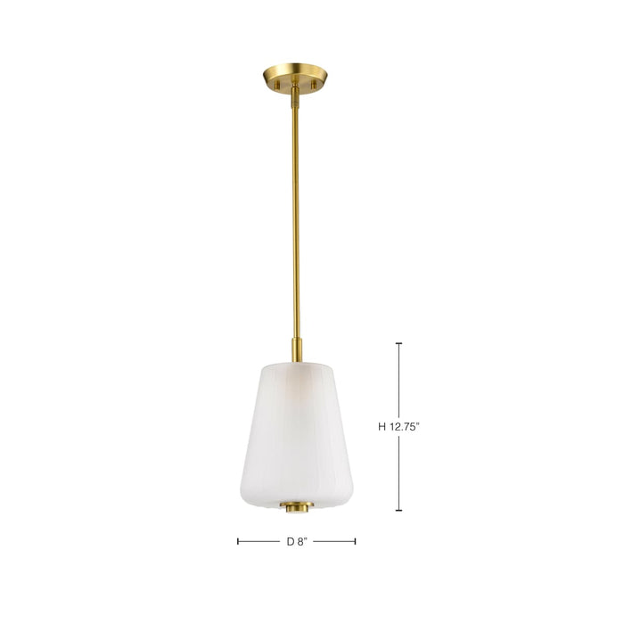 Mini Pendant Nuvo 60-8237 Lune - Mini Pendant - Vintage Brass Finish - Etched White Glass Nuvo