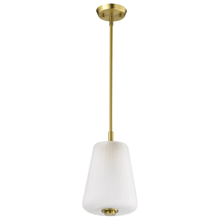 Mini Pendant Nuvo 60-8237 Lune - Mini Pendant - Vintage Brass Finish - Etched White Glass Nuvo