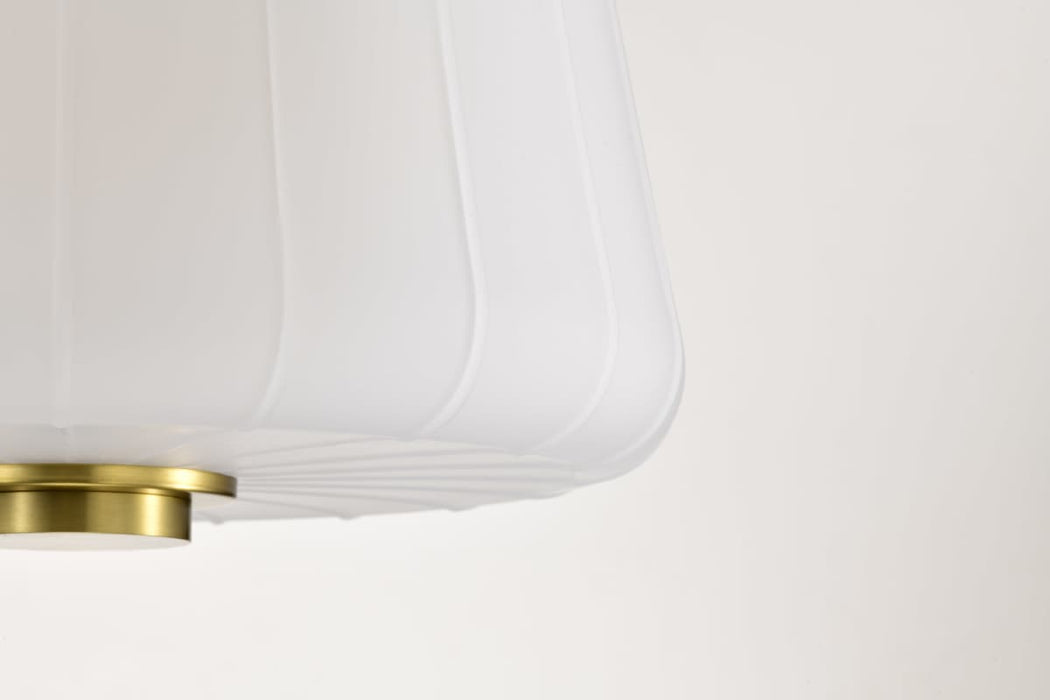Pendant Nuvo 60-8238 Lune - 3 Light Pendant - Vintage Brass Finish - Etched White Glass Nuvo