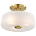 Semi Flush Mount Nuvo 60-8239 Lune - 3 Light Semi-Flush - Vintage Brass Finish - Etched White Glass Nuvo
