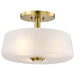 Semi Flush Mount Nuvo 60-8239 Lune - 3 Light Semi-Flush - Vintage Brass Finish - Etched White Glass Nuvo