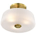 Semi Flush Mount Nuvo 60-8239 Lune - 3 Light Semi-Flush - Vintage Brass Finish - Etched White Glass Nuvo