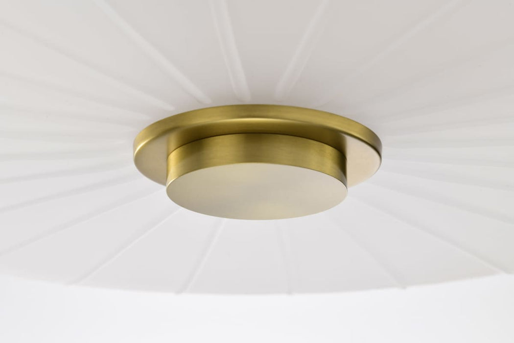 Semi Flush Mount Nuvo 60-8239 Lune - 3 Light Semi-Flush - Vintage Brass Finish - Etched White Glass Nuvo