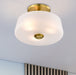 Semi Flush Mount Nuvo 60-8239 Lune - 3 Light Semi-Flush - Vintage Brass Finish - Etched White Glass Nuvo