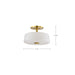 Semi Flush Mount Nuvo 60-8239 Lune - 3 Light Semi-Flush - Vintage Brass Finish - Etched White Glass Nuvo