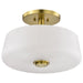 Semi Flush Mount Nuvo 60-8239 Lune - 3 Light Semi-Flush - Vintage Brass Finish - Etched White Glass Nuvo