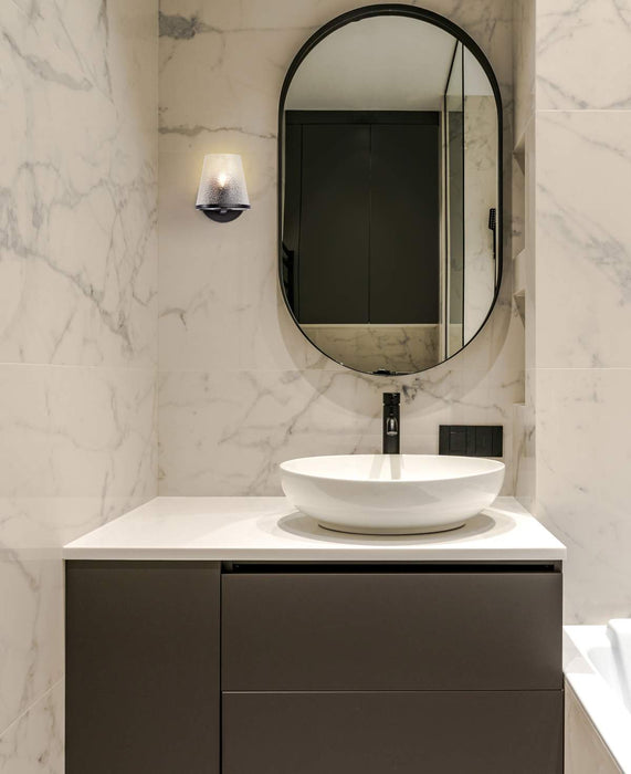 Vanity Nuvo 60-8251 Valentine - 1 Light Vanity - Black Finish - Hammered Glass Nuvo