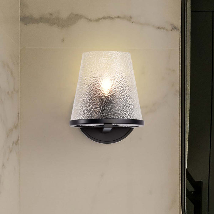 Vanity Nuvo 60-8251 Valentine - 1 Light Vanity - Black Finish - Hammered Glass Nuvo