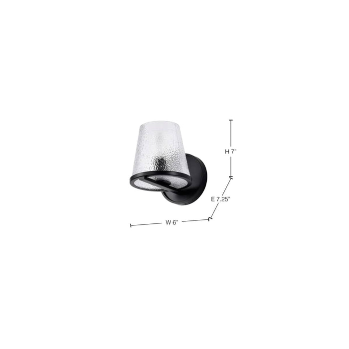 Vanity Nuvo 60-8251 Valentine - 1 Light Vanity - Black Finish - Hammered Glass Nuvo