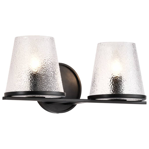 Vanity Nuvo 60-8252 Valentine - 2 Light Vanity - Black Finish - Hammered Glass Nuvo