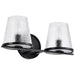 Vanity Nuvo 60-8252 Valentine - 2 Light Vanity - Black Finish - Hammered Glass Nuvo