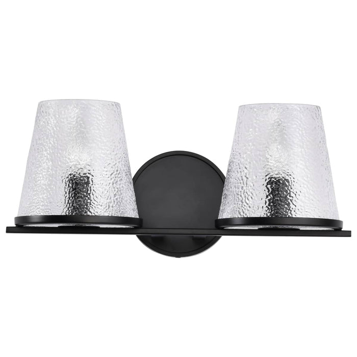Vanity Nuvo 60-8252 Valentine - 2 Light Vanity - Black Finish - Hammered Glass Nuvo