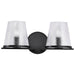 Vanity Nuvo 60-8252 Valentine - 2 Light Vanity - Black Finish - Hammered Glass Nuvo