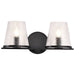 Vanity Nuvo 60-8252 Valentine - 2 Light Vanity - Black Finish - Hammered Glass Nuvo