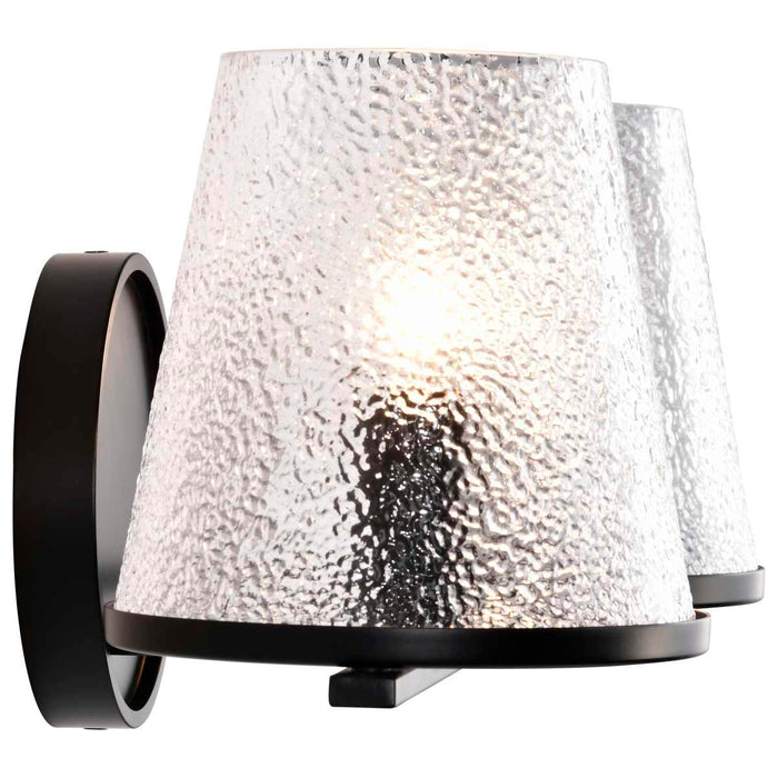 Vanity Nuvo 60-8252 Valentine - 2 Light Vanity - Black Finish - Hammered Glass Nuvo