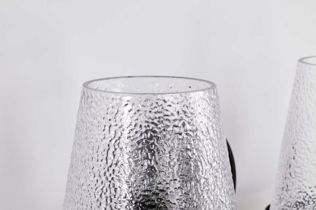 Vanity Nuvo 60-8252 Valentine - 2 Light Vanity - Black Finish - Hammered Glass Nuvo