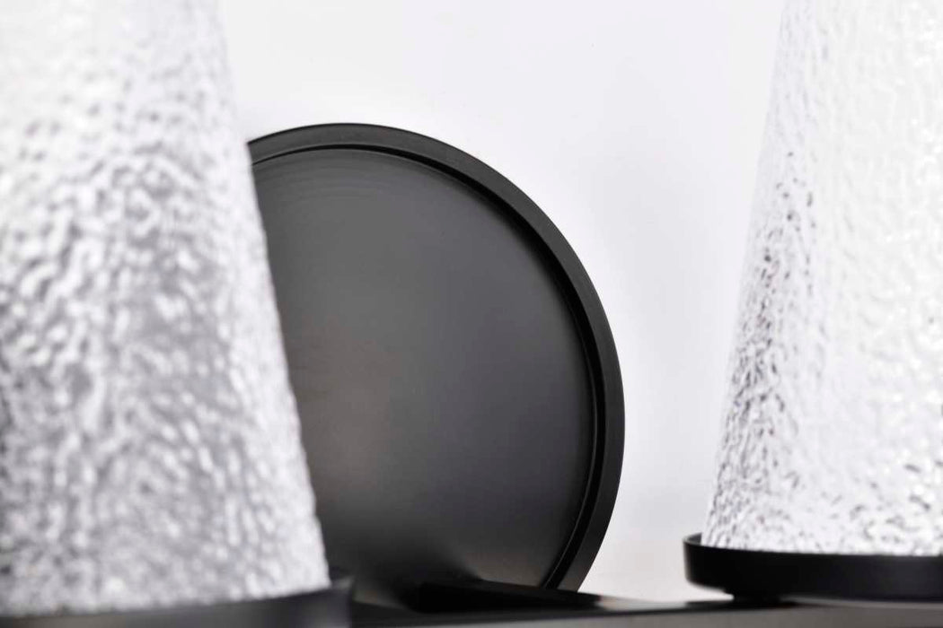 Vanity Nuvo 60-8252 Valentine - 2 Light Vanity - Black Finish - Hammered Glass Nuvo