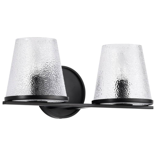 Vanity Nuvo 60-8252 Valentine - 2 Light Vanity - Black Finish - Hammered Glass Nuvo