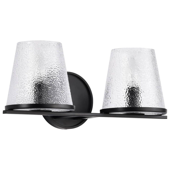 Vanity Nuvo 60-8252 Valentine - 2 Light Vanity - Black Finish - Hammered Glass Nuvo