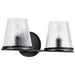 Vanity Nuvo 60-8252 Valentine - 2 Light Vanity - Black Finish - Hammered Glass Nuvo