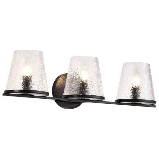 Vanity Nuvo 60-8253 Valentine - 3 Light Vanity - Black Finish - Hammered Glass Nuvo
