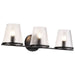 Vanity Nuvo 60-8253 Valentine - 3 Light Vanity - Black Finish - Hammered Glass Nuvo