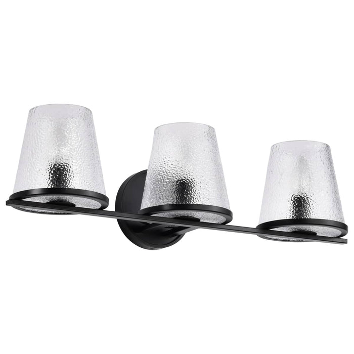 Vanity Nuvo 60-8253 Valentine - 3 Light Vanity - Black Finish - Hammered Glass Nuvo