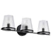 Vanity Nuvo 60-8253 Valentine - 3 Light Vanity - Black Finish - Hammered Glass Nuvo