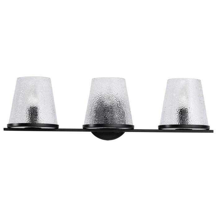 Vanity Nuvo 60-8253 Valentine - 3 Light Vanity - Black Finish - Hammered Glass Nuvo