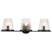 Vanity Nuvo 60-8253 Valentine - 3 Light Vanity - Black Finish - Hammered Glass Nuvo