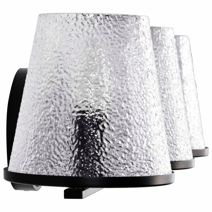 Vanity Nuvo 60-8253 Valentine - 3 Light Vanity - Black Finish - Hammered Glass Nuvo