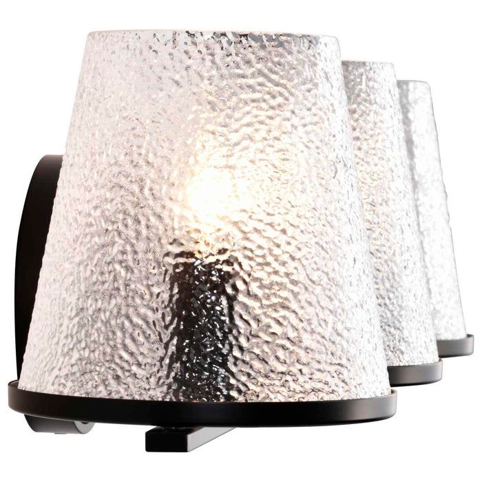 Vanity Nuvo 60-8253 Valentine - 3 Light Vanity - Black Finish - Hammered Glass Nuvo