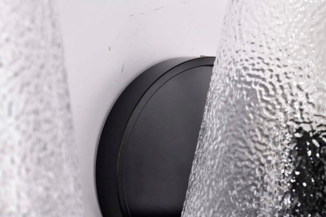 Vanity Nuvo 60-8253 Valentine - 3 Light Vanity - Black Finish - Hammered Glass Nuvo