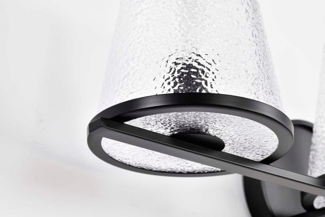 Vanity Nuvo 60-8253 Valentine - 3 Light Vanity - Black Finish - Hammered Glass Nuvo