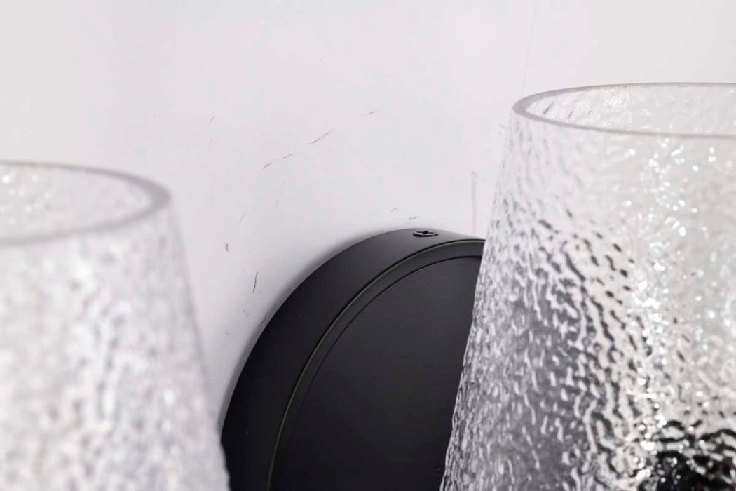 Vanity Nuvo 60-8253 Valentine - 3 Light Vanity - Black Finish - Hammered Glass Nuvo