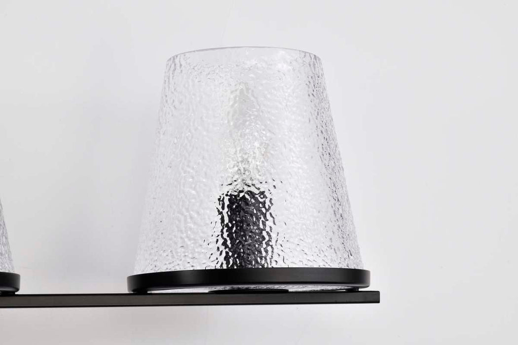 Vanity Nuvo 60-8253 Valentine - 3 Light Vanity - Black Finish - Hammered Glass Nuvo