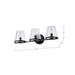Vanity Nuvo 60-8253 Valentine - 3 Light Vanity - Black Finish - Hammered Glass Nuvo