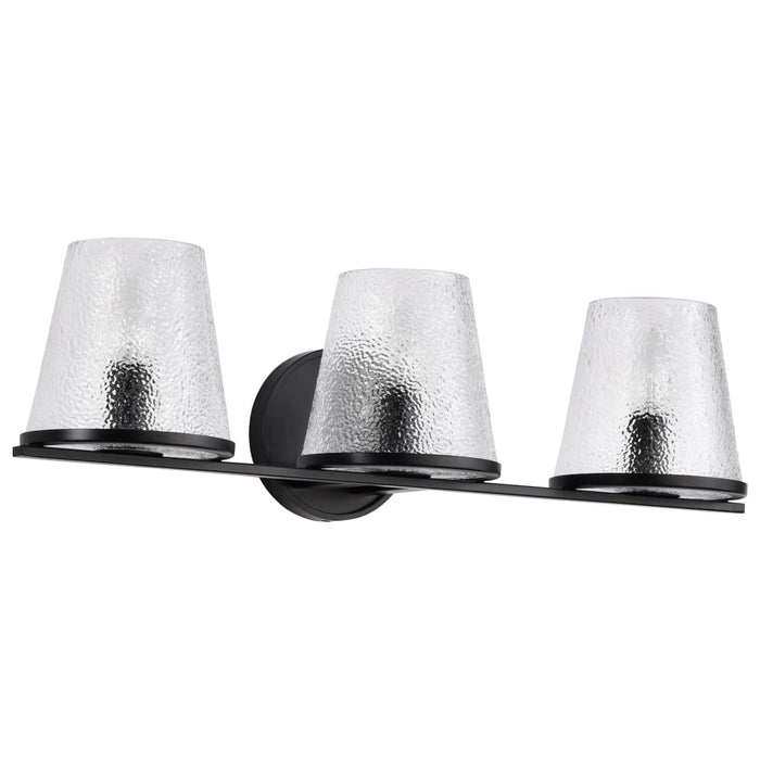 Vanity Nuvo 60-8253 Valentine - 3 Light Vanity - Black Finish - Hammered Glass Nuvo